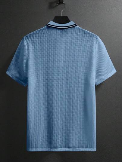 Manfinity Homme Chemise polo décontractée à manches courtes rayée pour hommes, style formel