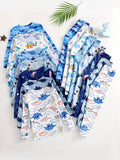 [8 ensembles envoyés aléatoirement 2 et vêtements de maison pour jeune garçon, pyjama ensemble de détente pour tout-petits avec imprimé dessin animé mignon, manches longues, pantalon, tricot ajusté, doux et confortable pour l'automne]