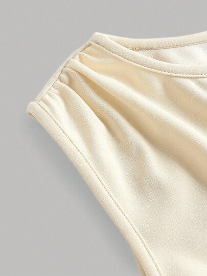 Robe décontractée à col rond en tricot abricot pour préadolescentes