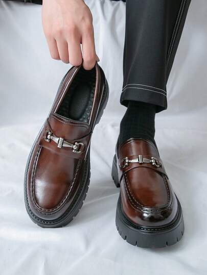 Chaussures pour hommes, chaussures à semelle épaisse et gros orteil mode jeunesse, mocassins à enfiler, chaussures de style britannique, chaussures de marche décontractées pour le quotidien, chaussures pour hommes grande taille, mocassins décontractés ave