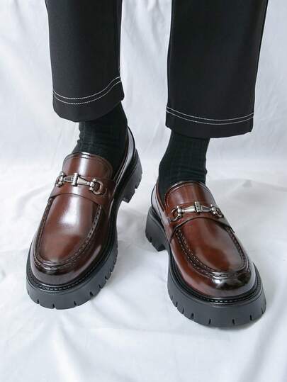 Chaussures pour hommes, chaussures à semelle épaisse et gros orteil mode jeunesse, mocassins à enfiler, chaussures de style britannique, chaussures de marche décontractées pour le quotidien, chaussures pour hommes grande taille, mocassins décontractés ave