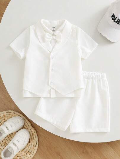 Enfants Jeune Garçon, Jeune Garçon Ensemble de 3 pièces de costume de gentleman blanc mode printemps/été, tenue formelle, retour à l'école, élégant, invité de mariage, porteur d'alliances