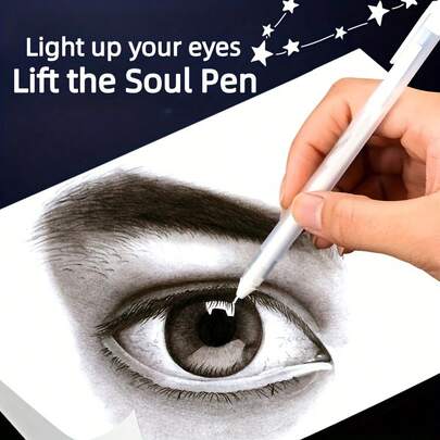 Stylo surligneur blanc, pinceau dessiné à la main, croquis d'art mangas, surlignage anime, lettrage blanc sur fond noir, stylo de contour, pinceau de peinture (3 couleurs disponibles)