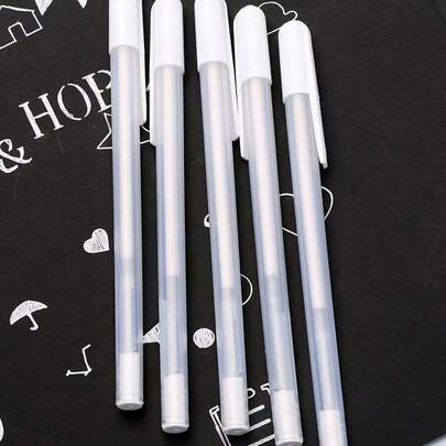 Stylo surligneur blanc, pinceau dessiné à la main, croquis d'art mangas, surlignage anime, lettrage blanc sur fond noir, stylo de contour, pinceau de peinture (3 couleurs disponibles)