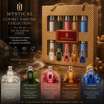 Lattafa Parfums Collection 5 x 35ml EDP Unisexe Coffret Cadeau Parfums Variés Luxueux Idéal Cadeau