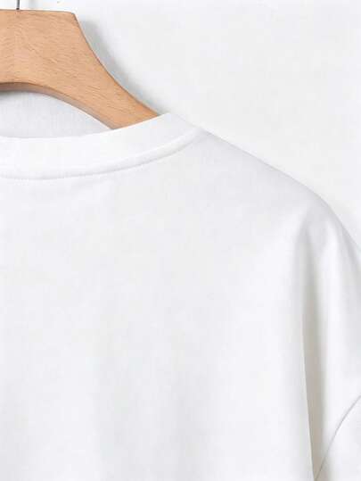 Resyla T-shirt à col rond à manches courtes avec imprimé lettre, coupe standard pour hommes