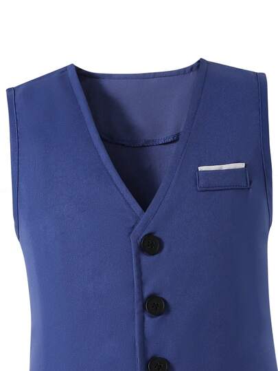 6 pièces Ensemble Gentleman Pré-Adolescent 6 Pièces : Veste à Revers Manches Longues, Gilet à Revers, Chemise Manches Longues, Pantalon, Nœud Papillon, Cravate. Tenue Formelle Élégante Pour Anniversaire, Mariage, Anniversaire, Baptême, Garçon d'Honneur