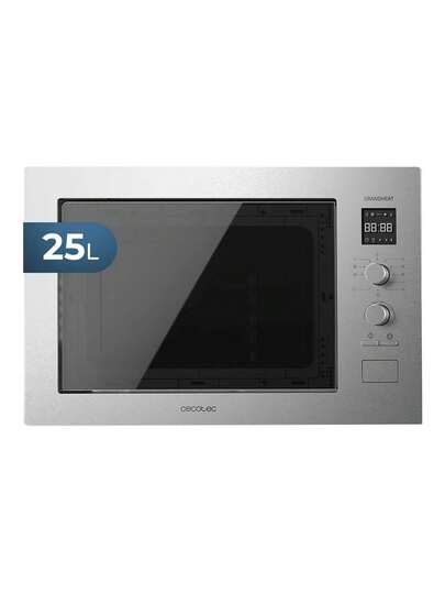 Micro-ondes encastrable Cecotec GrandHeat 2550, 25 L 1320 W, grill puissant, 8 fonctions, décongélation rapide, nettoyage facile, enfant, design élégant acier inoxydable