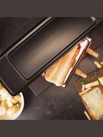 Cecotec Raclette Cheese&Grill 6000 Black - Puissance 600W, Fonction Gril, Acier Inox, Thermostat Réglable, 2 Spatules en Bois, Nettoyage Facile, Design Compact et Léger