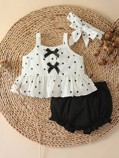 Ensemble bavoir triangle mignon avec motif imprimé et bandeau pour bébé fille nouveau-né, été
