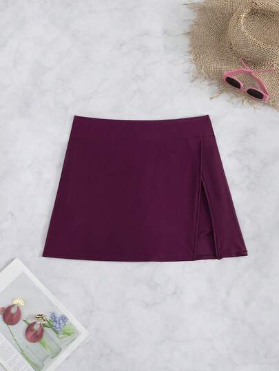 EMERY ROSE Tenues de plage de couleur unie pour femmes, jupe-short élégante avec fente latérale, pantalon de plage de designer