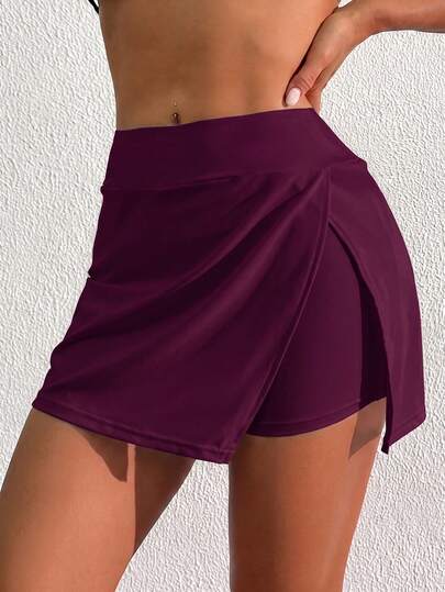 EMERY ROSE Tenues de plage de couleur unie pour femmes, jupe-short élégante avec fente latérale, pantalon de plage de designer