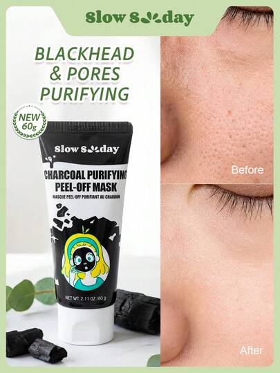 Masque purifiant à décoller au charbon de SlowSunday, masque enveloppant pour le visage, avec charbon activé & extrait d'aloe vera, nettoyage en profondeur, purifie les pores & exfolie en douceur pour une peau lisse, soins de la peau coréens, Y2K, convien