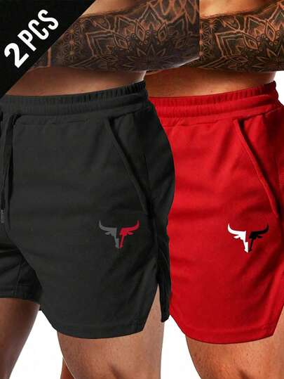 Gym Rark Short de sport pour hommes avec imprimé corne, taille à cordon de serrage et poches