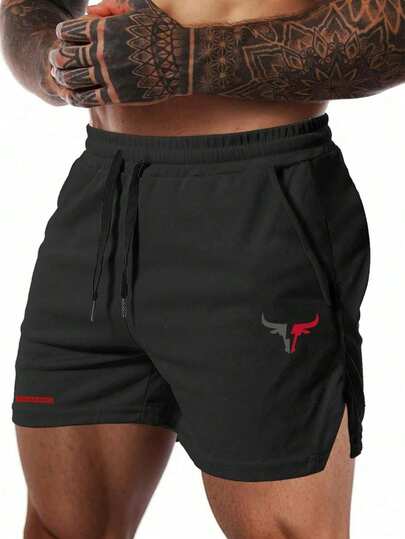 Gym Rark Short de sport pour hommes avec imprimé corne, taille à cordon de serrage et poches
