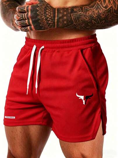Gym Rark Short de sport pour hommes avec imprimé corne, taille à cordon de serrage et poches