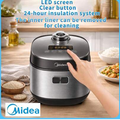 Midea Mini cuiseur à riz 2L, minuterie de retard de rendez-vous intelligente, cuisson rapide en 30 min, maintien au chaud 24h, 9 modes de cuisson, cuve intérieure anti-adhésive, appareil de cuisine pour dortoir/appartement/portion individuelle, cadeau de