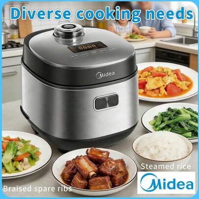 Midea Mini cuiseur à riz 2L, minuterie de retard de rendez-vous intelligente, cuisson rapide en 30 min, maintien au chaud 24h, 9 modes de cuisson, cuve intérieure anti-adhésive, appareil de cuisine pour dortoir/appartement/portion individuelle, cadeau de