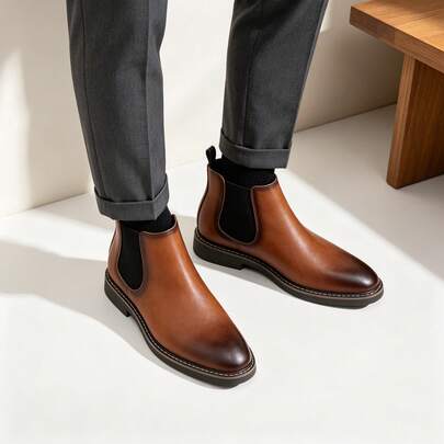 Bottes Chelsea pour hommes, bottes décontractées pour le travail et les déplacements, bottes de cheville rétro