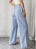 Resyla Pantalon long décontracté à imprimé rayé pour femmes, taille élastique ample, convient pour le printemps/été, l'extérieur, les vacances
