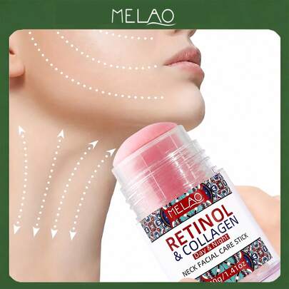 MELAO Bâton de soin pour le visage et le cou au rétinol et au collagène, contient du rétinol et du collagène, bâton de soin anti-âge pour le visage et le cou, produit de soin portable, 40g/1.41oz