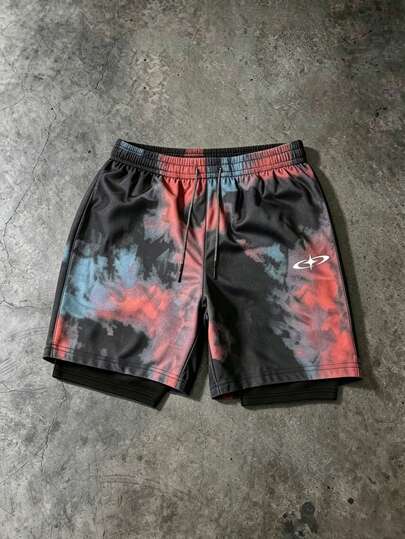 Gym Rark Short de sport décontracté d'été pour homme avec imprimé tie-dye
