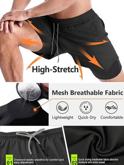 Gym Rark Short homme décontracté polyvalent à taille avec cordon de serrage, pour le quotidien, les voyages et le sport