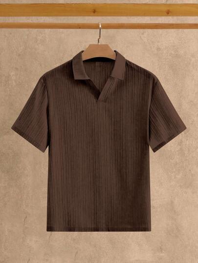 HIMLAND 1 pièce Polo à manches courtes pour hommes, style minimaliste, sensation de soie glacée, été