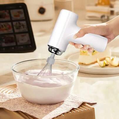 1 pièce Batteur/Mélangeur électrique portable - Rechargeable USB, sans fil, portable, léger, facile à utiliser, mélangeur à main, convient pour la cuisson de gâteaux, muffins - Choix idéal pour les boulangers et les professionnels