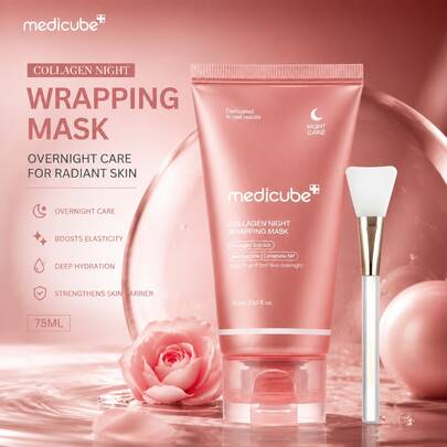 Masque de nuit enveloppant au collagène Medicube 75ML, soin coréen raffermissant et hydratant, masque de nuit anti-âge et hydratant pour le visage