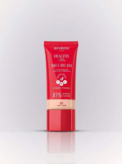 Bourjois Healthy Mix Clean & Vegan BB Cream 01 Ivory 30 ml – Vitamin C E B5 Infused, 24H Hydration Boost, Lightweight Radiant Finish, Anti-Fatigue Formula For Brightening, Daily Facial Makeup For Dull Skin, Smooth Complexion Enhancer