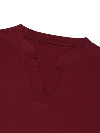 T-shirt pour hommes printemps/automne col mi-Top couleur unie décontracté mode sport quotidien trajet ample grande taille manches longues col en V