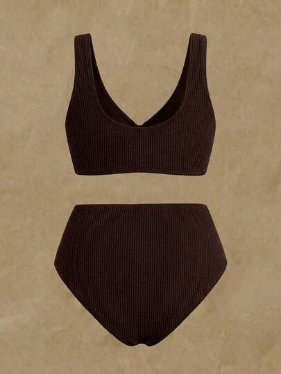 Swim Chiccia Ensemble de maillot de bain de plage de vacances avec décoration métallique pour grandes tailles