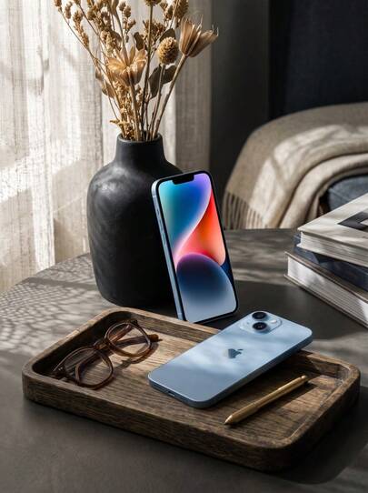 Apple iPhone 14 128G Bleu, Double ESIM, Smartphone 5G Reconditionné en Excellent État, Appareil de Communication Quotidien, Téléphone Mobile de Travail de Bureau, Compagnon de Tournage de Vlog & de Divertissement