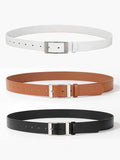 Ensemble de 3 ceintures de costume pour hommes, couleur K blanche, rectangulaires, à double boucle