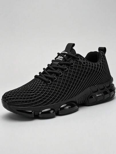 Chaussures de sport imprimées en 3D pour hommes 2026, baskets noires épaisses à semelle épaisse, Baskets augmentant la taille, absorbant les chocs, respirantes en maille, chaussures de sport streetwear polyvalentes pour hommes, chaussures de course marath