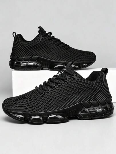 Chaussures de sport imprimées en 3D pour hommes 2026, baskets noires épaisses à semelle épaisse, Baskets augmentant la taille, absorbant les chocs, respirantes en maille, chaussures de sport streetwear polyvalentes pour hommes, chaussures de course marath