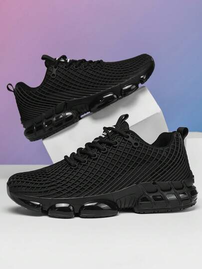 Chaussures de sport imprimées en 3D pour hommes 2026, baskets noires épaisses à semelle épaisse, Baskets augmentant la taille, absorbant les chocs, respirantes en maille, chaussures de sport streetwear polyvalentes pour hommes, chaussures de course marath