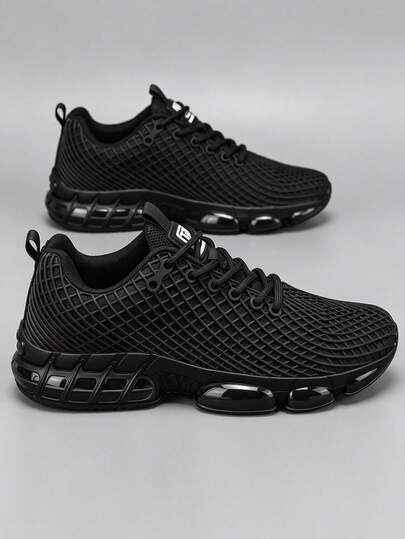 Chaussures de sport imprimées en 3D pour hommes 2026, baskets noires épaisses à semelle épaisse, Baskets augmentant la taille, absorbant les chocs, respirantes en maille, chaussures de sport streetwear polyvalentes pour hommes, chaussures de course marath