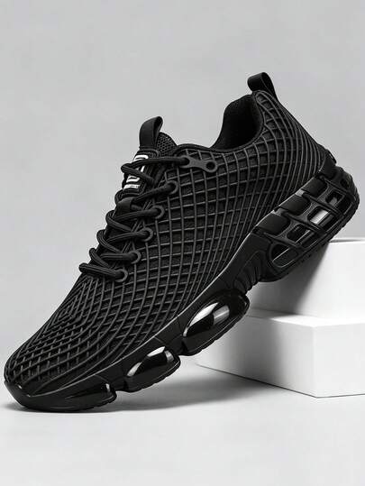 Chaussures de sport imprimées en 3D pour hommes 2026, baskets noires épaisses à semelle épaisse, Baskets augmentant la taille, absorbant les chocs, respirantes en maille, chaussures de sport streetwear polyvalentes pour hommes, chaussures de course marath