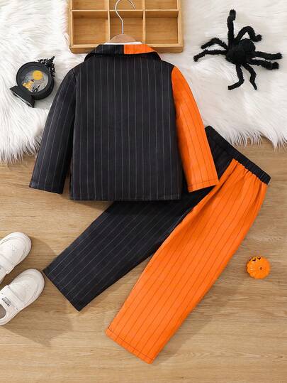 Bubblio 2 pièces Ensemble 2 pièces Veste de costume à col contrasté + Pantalon pour jeune garçon, Costume de gentleman, Convient pour intérieur/extérieur, vie quotidienne, sports, jeux, fêtes, photos, mariages, baptêmes, occasions élégantes, Convient pour
