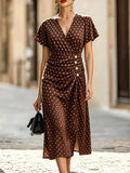 Velvienne Robe d'été élégante à pois pour femmes grande taille