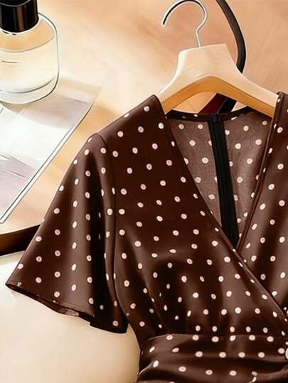 Velvienne Robe d'été élégante à pois pour femmes grande taille