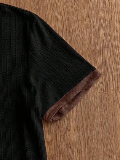 SWAVVY Chemise polo à manches courtes pour hommes avec patchwork blocs de couleurs et broderie de lettres