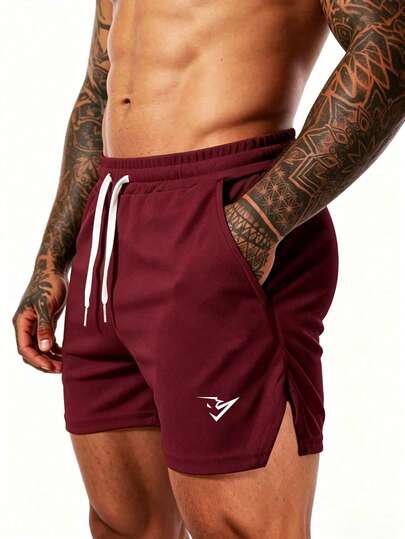 Coreblaze Short de sport pour hommes avec imprimé géométrique et taille à cordon de serrage