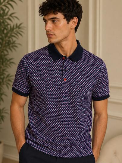 Polo homme Duca imprimé, coupe régulière, 100 % coton