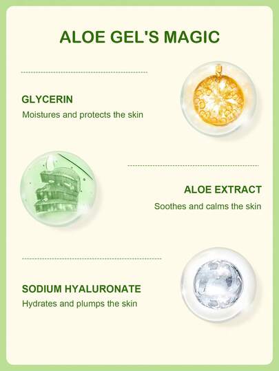 Gel d'aloe vera Slow Sunday 50g, soins de la peau coréens, hydratant et nourrissant, apaisant après-soleil, portable, base hydratante, lissant les ridules, minimisant les pores, parfait comme base de maquillage, convient pour l'été & l'automne, Y2K, Hallo