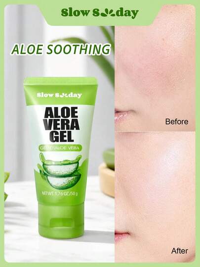 Gel d'aloe vera Slow Sunday 50g, soins de la peau coréens, hydratant et nourrissant, apaisant après-soleil, portable, base hydratante, lissant les ridules, minimisant les pores, parfait comme base de maquillage, convient pour l'été & l'automne, Y2K, Hallo