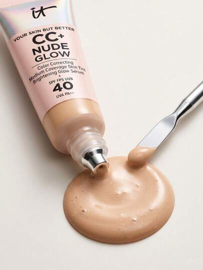IT Cosmetics Your Skin But Better CC+ Nude Glow Foundation SPF40 Medium Tan 32 ml – Foundation, SPF 40, For Dull Skin, Medium Tan, Niacinamide, Suitable For Daily Makeup Routine