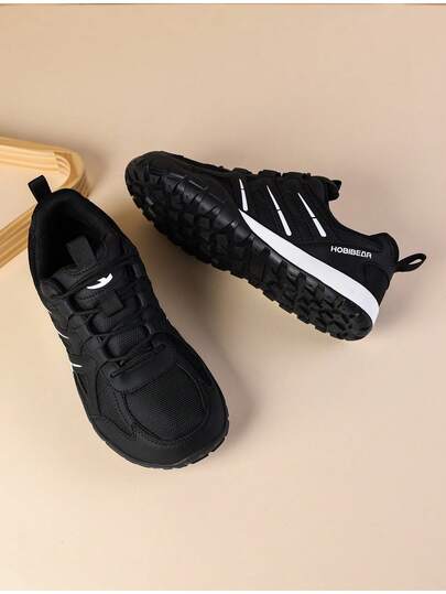 HOBIBEAR Chaussures de sport pour hommes, chaussures en maille respirante polyvalentes pour plusieurs scénarios, chaussures légères à double usage pour la marche en ville et la randonnée, chaussures décontractées pour hommes avec surpiqûres de blocs de co